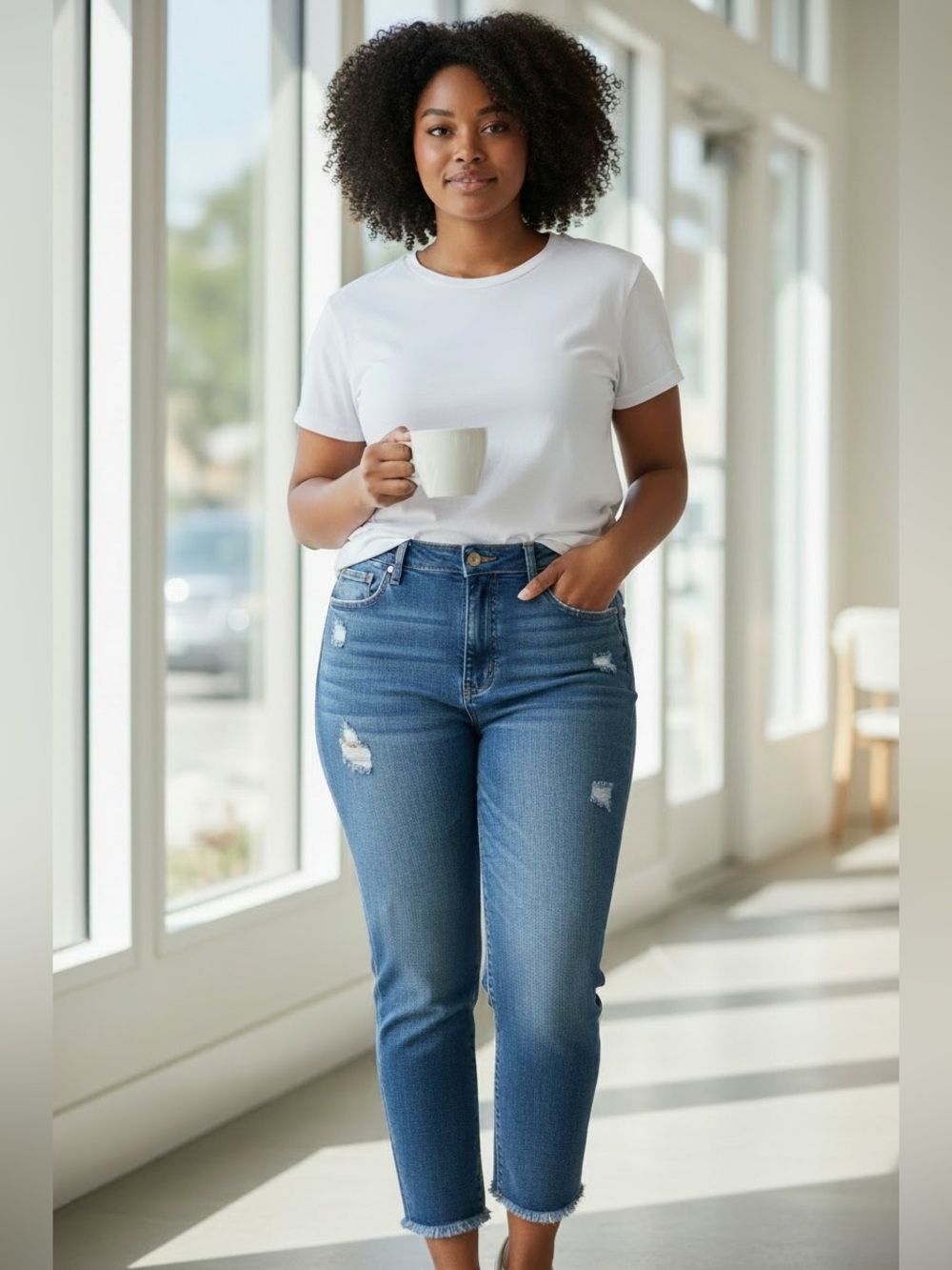 Nicole Miller Medium Blue Distressed Skinny Jeans